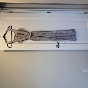 Everlane Grey and White stripe linen jumpsuit